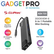 CLIPTEC RZH731 HUB TYPE-C TO 5IN1 PORTABLE MINI DOCKING (VIEW NET-5) - GREY