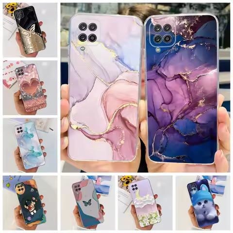 Luxury Marble Phone Case For Samsung Galaxy A12 Cover A125 SM-A125F Soft Clear Silicone Slim Bumper 