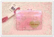 小花花日本精品♥ Hello Kitty 愛心滿滿豐富圖立體大臉精美 票卡夾悠遊卡套/ 附掛繩