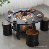 [READY STOCK]A Set of Indoor Home Garden Barbecue Table Cast Iron Warm Pot Heating Stove Stainless Steel Barbecue Grill