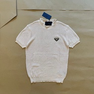 PRADA Summer New Style Short-Sleeved T-Shirt Men Women Couple Style Spring Autumn High-End Commuter 