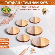"Elegant Wood Combination: Wooden Coaster Teak Wood 7 cm x 1 cm for Classy Study"