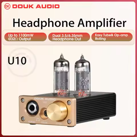 Douk Audio U10 HiFi Valve Tube Preamp Stereo AUX Desktop Audio Preamp 6.35mm/3.5mm Headphone Amplifi