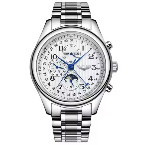 GUANQIN Leather Steel Mechanical Sapphire Men Watches Top Brand Luxury Waterproof Automatic Wristwat