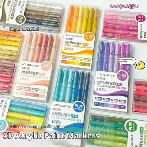 LANGUO 36/54Colors 3D Effect Acrylic Marker Pens Acrylic Painting Gel Pens Set 1.0mm Tip Painting Ha