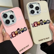 Cute Winnie Bear with Friends Phone Case Is Compatible for IPhone 11 12 13 Pro 14 15 7 8 Plus SE 2020 XR X XS Max Metal Lens Protector Shockproof Soft Silicone Back Cover