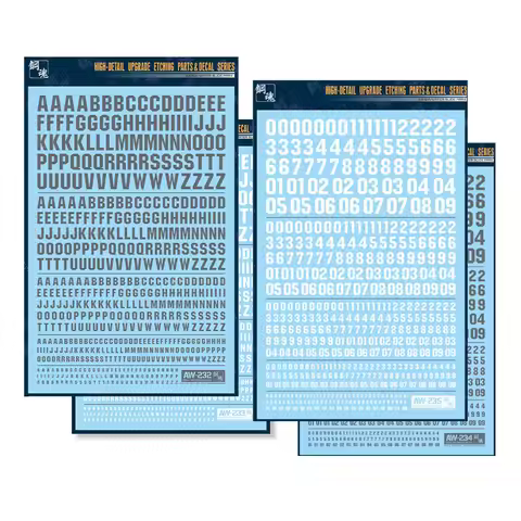 MADWORKS AW232~AW235 Letters / Numbers Model Decal for Modeler Building Tools Hobby DIY Water Slide 