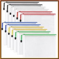 [chasoedivine.] 12Pcs A4 Zip Folders Mesh Zipper Pouch Document Bag Mesh Zipper Pouch Document Bag P