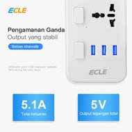 [Dijual] ECLE Power Strip Stop Kontak 3 Power Socket 3 Smart USB Port