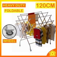 [OneHome] Foldable Rack Stainless Steel Cloth Hang Dry Wheel Rak Ampaian Sidai Jemur Kering Baju Kai