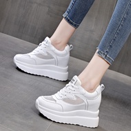 10cm Inner Height Increase Women's Shoes White Shoes Women 10cm Small Mesh Breathable Casual Sports 