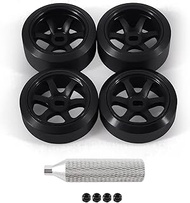6 Spoke Wheel Rims & Rc Car Drift Tires for 1/28 RC Hobby Model Car, [2*Narrow+2*Wide] 4 Pcs 20mm Al