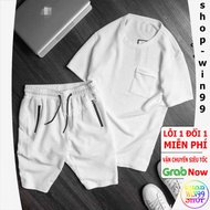 Men's sportswear, men's summer home wear made of Thai Nguyen Foam Cotton, sleeveless shorts with zip