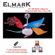 Elmark KITE 493 (CH) 42 inch Remote Control AC Motor 5 Blade (Baby Fan) Ceiling Fan With 24W 3 Tone LED Light