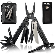 HX OUTDOORS 19 Dalam 1 Alat Serbaguna Poket, Tang Multitool Keluli Tahan Karat dengan Pemantik Api d
