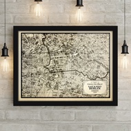 Vintage old Berlin City Map Art Decor Poster