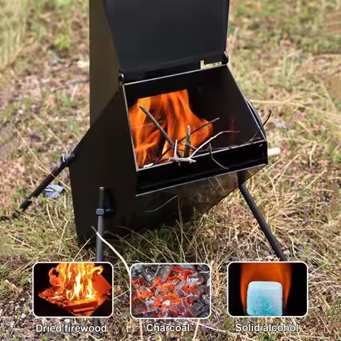 Rocket Stove Wood Burning Portable Wood Burning Stove Compact Stove Heating Burner Stove Tent Stove 