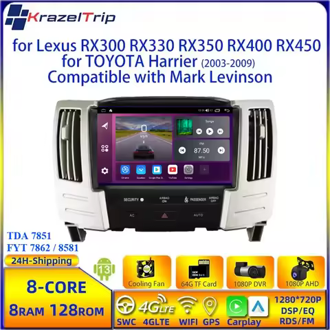 8 Core Car Radio for Lexus RX300 RX330 RX350 RX400 RX450 High Trim TOYOTA Harrier 2003 - 2009 Compat