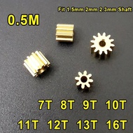 0.5M Modulus 7T 8T 9T 10T 11T 12T 13T 16T Teeth Metal Brass Gear for Spindle Transmission Fit 1mm-2.