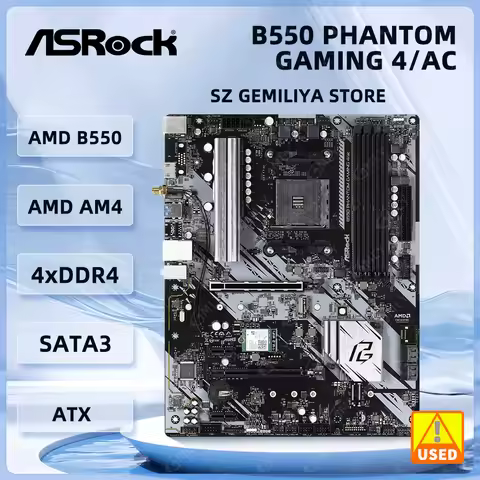 ASROCK B550 Motherboard B550 PHANTOM GAMING 4/ac Motherboard Socket AM4 DDR4 128GB support Ryzen 5 5