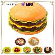 NIU Stackable Hamburger Plate Set, 5/7 Layers Plastic Mini Dinner Plate, Creative Burger-Shaped Mult