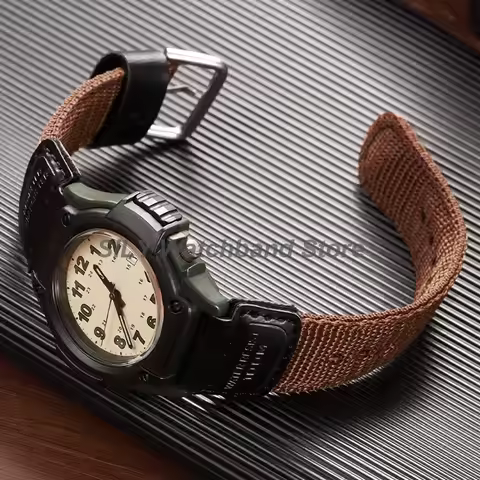 19mm Military Outdoor Bracelet for Casio FT-500WC-3B/5B Nylon Leather WatchBand for Men Women Canvas