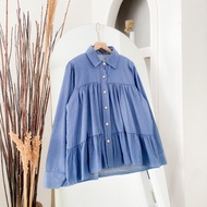 Ara Shirt Jeans Kemeja Formal Basic Nudie Jeans Full Kancing Kemeja Wanita Korea Kemeja Wanita Lenga