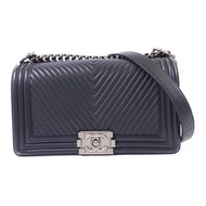 CHANEL 羊皮皮革Boy 25銀扣肩背袋