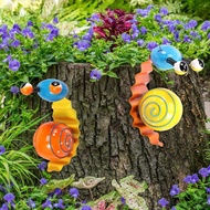 Snail Garden Decor Heavy Duty Iron Art Small Snail Sculpture Colorful Animal Yard Art Outdoor Animal Figurines Outside Fence Decorations for Garden Patio Yard Lawn favorable