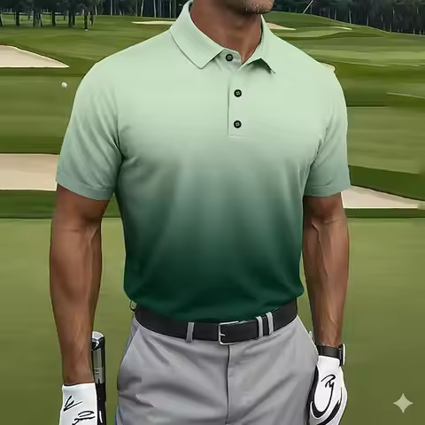 Men's Gradient Golf Sports Polo Shirts Short Sleeve Polo Shirts Collared Shirts Casual Athleisure Bu