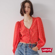 Levis 女款 U領綁帶長袖襯衫 / 雛菊印花 / 澎澎袖 / 春夏形象款 熱賣單品