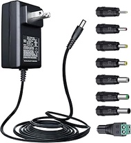 UL Listed 12V 2A AC Adapter Charger Replacement with 8 Tips, Regulated 12 Volts 2000mA Power Supply 