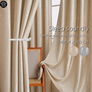 CREATOR  80% Langsir Sliding Door Langsir Blackout 260cm labuh Linen Jacquard  Langsir (Have Hook/Ey