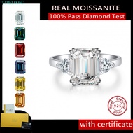4CT Real Moissanite Ring With GRA Certificate 18k White Gold Plating S925 Silver Colorful Moissanite