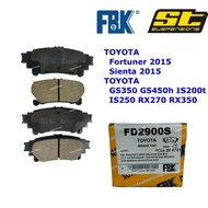FBK Fortuner GUN155, Prius, Sienta Rear Disc Brake Pad GUN165 ZVW40 LEXUS AWL10 GRL10 ASE300 GSE30 T