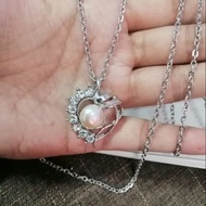 Rantai Leher Original Stainless Steel 316k Buah Love Mata Mutiara Air Tawar Asli