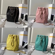 [Chanel Original Leather] Chane1/Grandma Chanel 24s New Style Colorful Golden Ball Bucket Backpack O
