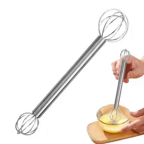 Cream Whipper Stainless Steel Double-Head Miso Paste Stirrer Ergonomic Blender Japanese Mixing Tool 