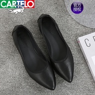 KY/🏅Cartelo Crocodile（CARTELO）Genuine Leather Soft Bottom Comfortable Flat Non-Slip Middle-Aged Mom Shoes Pumps Work Sho