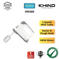 Khind Hand Mixer Handheld Cake Mixer Pengadun Tangan Mixer Kek 300W 5 Speeds HM360 Replace HM200