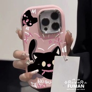 Cute Black Cat Phone Cover For Vivo V40 Pro V25 Pro Y7s iQOO Z9 Turbo Z7 Z7X Z9X Neo 3 Casing Fashio