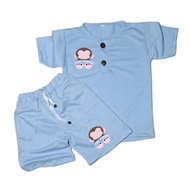 Baju Anak Stelan Kiano Termurah Gambar Monkey Usia 1-5 Tahun One set