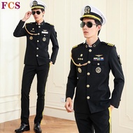 [24h Delivery✈] Captain Seaman Crew Uniform Sailor Wheel Captain Cruise Wheel Black Suit Spring Autu