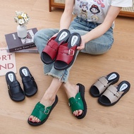 go Women's Sandals With Heels Flat Pu Leather Add 1 Number Fashion Non-Slip Comfortable To Wear Ligh