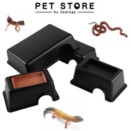 Reptile leopard gecko Hide Box with water / food dish Hide Cave lizards corn king milk snake fat tai
