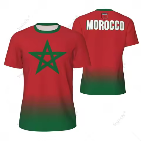 Sports Mesh T-shirt Morocco Flag For Running Bike Soccer Tennis Football Fitness Tees 3D Printed Cus