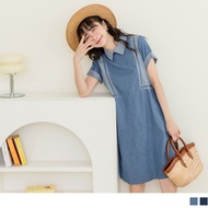 OB DESIGN ★ COTTON DENIM PATCHED POCKETS MINI DRESS ★ 2 COLOR ★ S-XXXL SIZE ★ PLUS SIZE