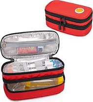 CURMIO Double Layer Insulated EpiPen Carrying Case for Kid, Portable Medicine Supplies Bag for 2 Epi
