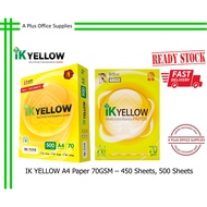 IK YELLOW A4 Paper 70GSM / Kertas A4 - 450 sheets, 500 sheets