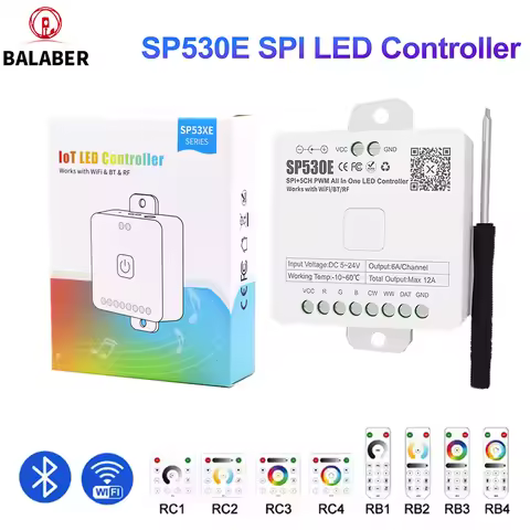 SP530E SP630E LED Controller WiFi Bluetooth APP Alexa Support SPI WS2811 PWM CCT RGB RGBW RGBCCT SPI